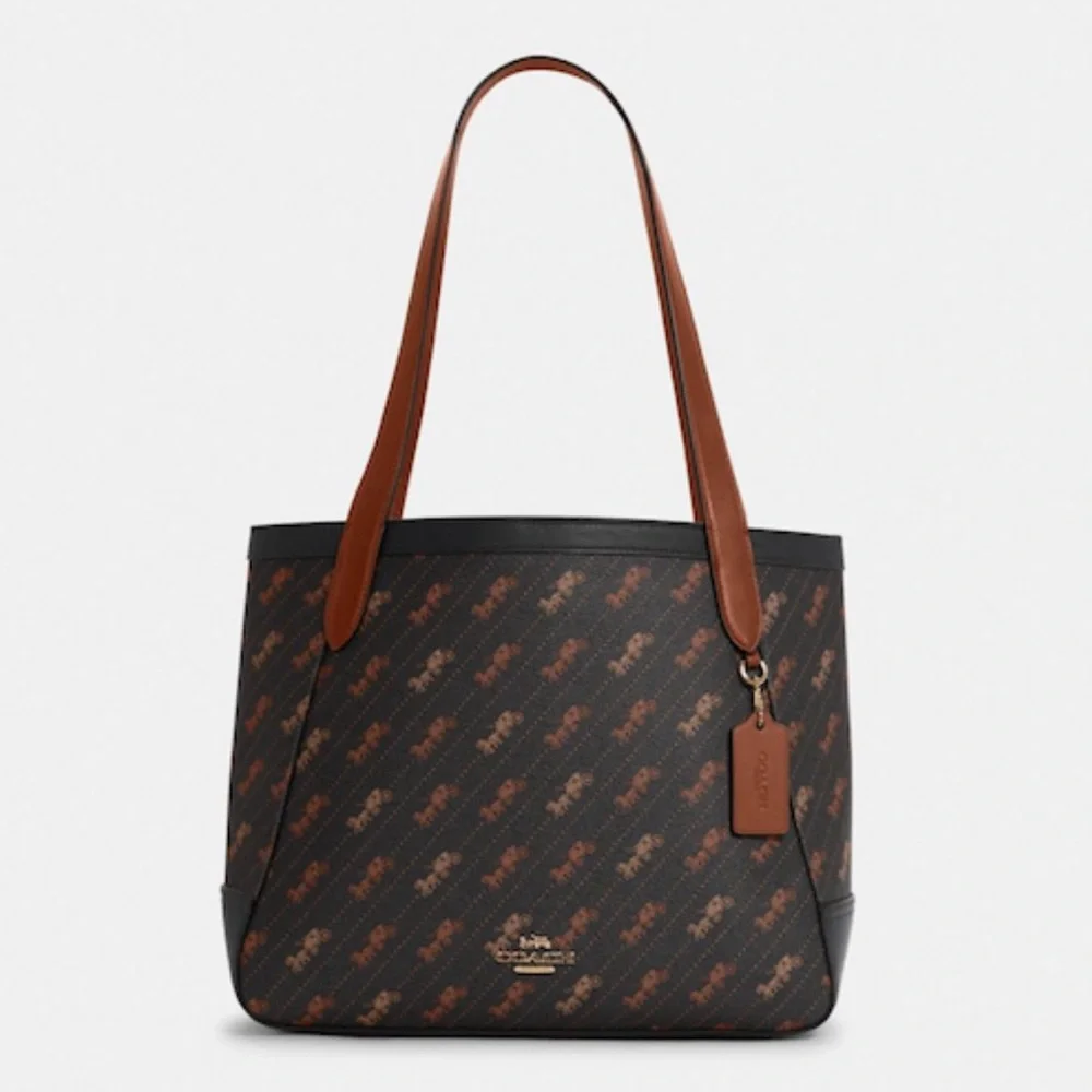 🆕Coach Tote With Horse And Carriage Dot Print Purse - Picture 2 of 14